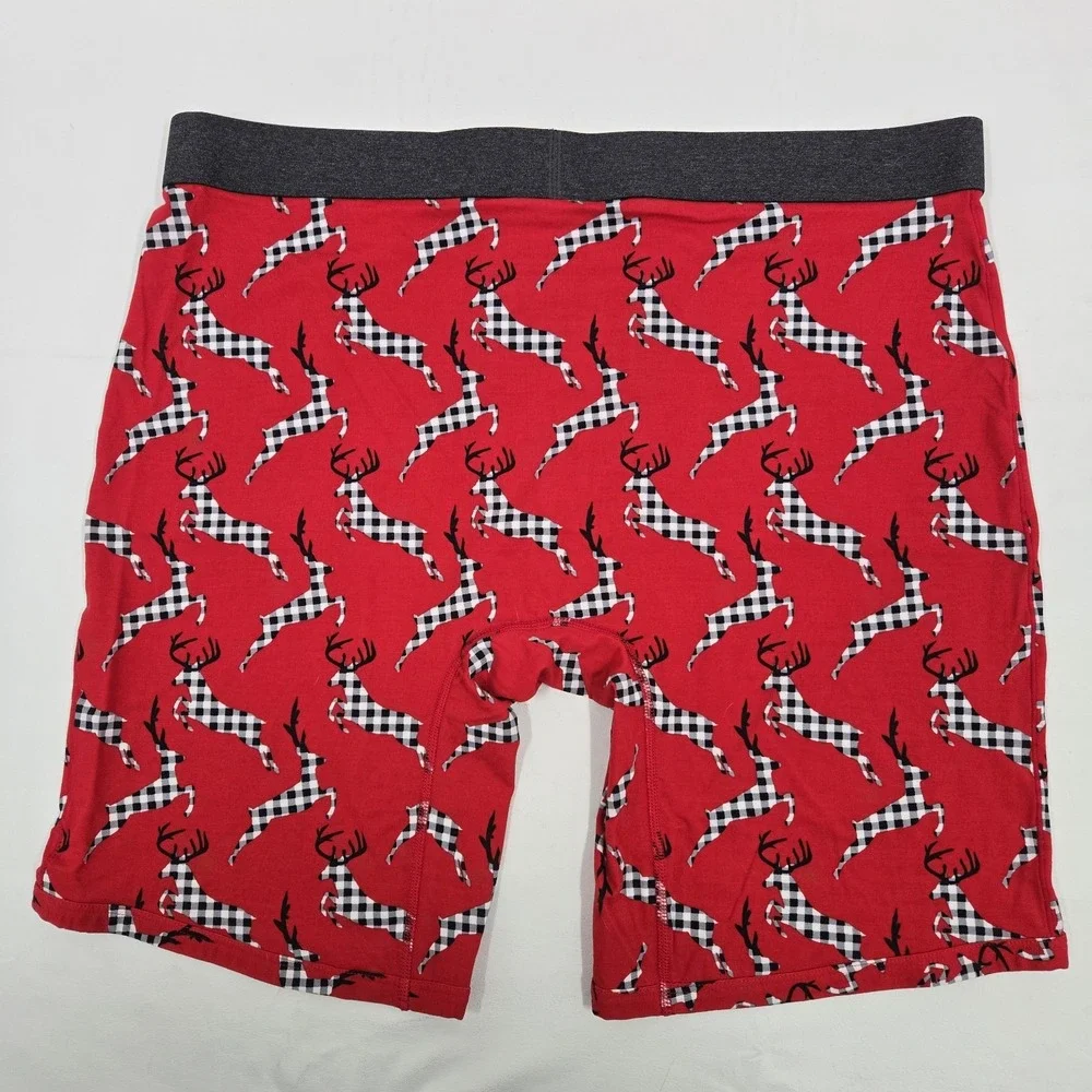 Tommy John Cool Cotton Mid-Length Men's Boxer Briefs XL Reindeer Red Holiday